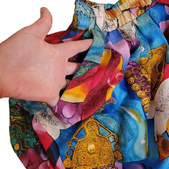 *set* Vintage Rafaella 100% silk pleated skirt with silk tie blouse Women's M/L - Picture 11 of 15